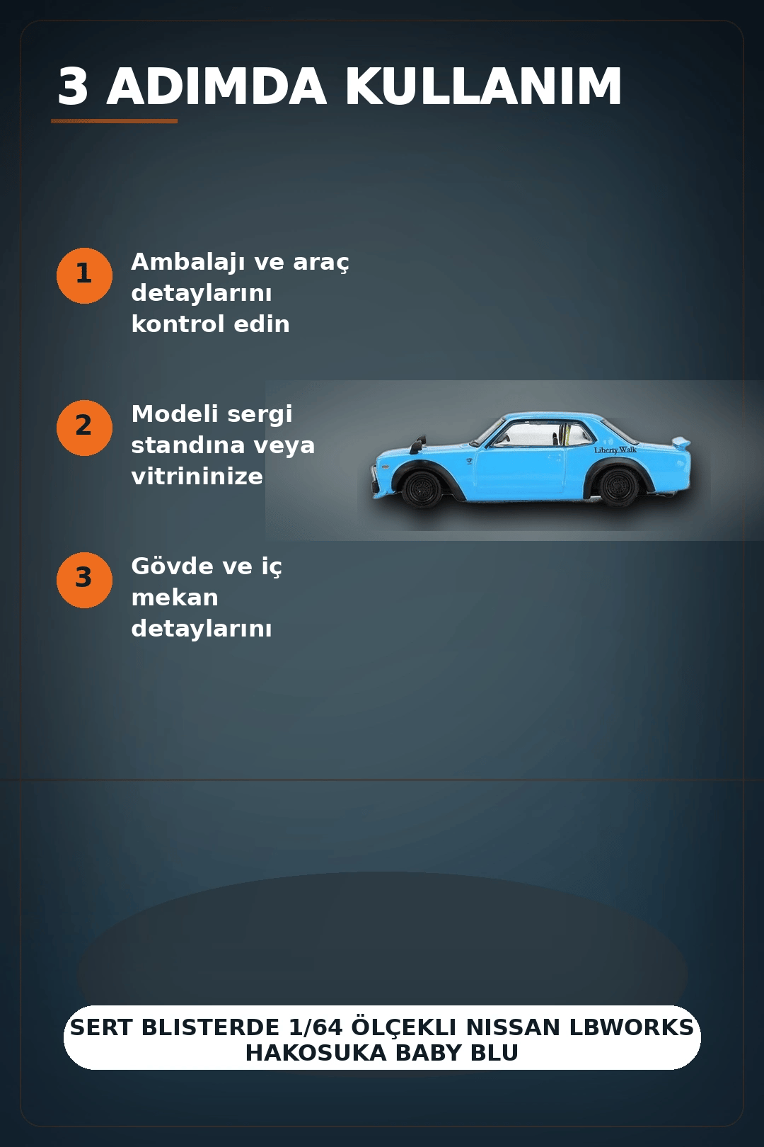 Sert Blisterde 1/64 Ölçekli Nissan LBWorks HAKOSUKA Baby Blue Diecast Model Araba BX-313348
