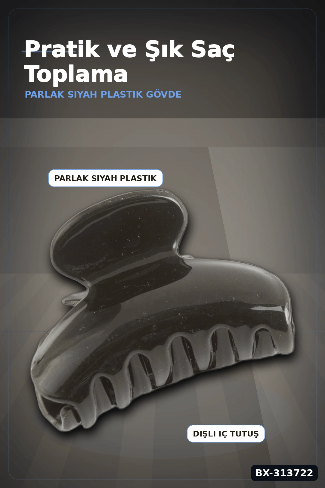 Sert Plastik 6 cm Düz Mandal Saç Tokası - Tekli Paket, Günlük Kullanım BX-313722