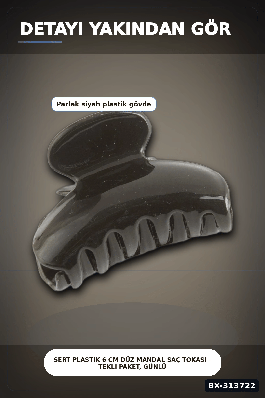 Sert Plastik 6 cm Düz Mandal Saç Tokası - Tekli Paket, Günlük Kullanım BX-313722