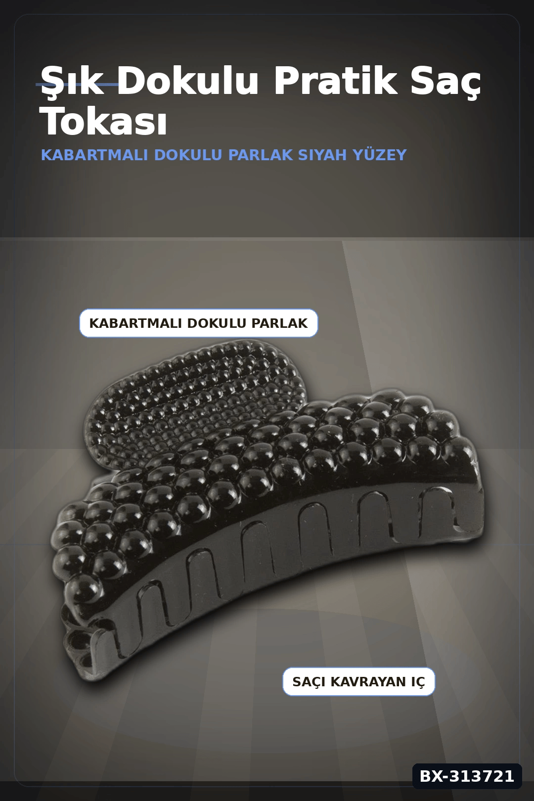 Sert Plastik Oval Mandal Saç Tokası 6 Cm - 1 Adet Günlük Kullanım İçin BX-313721
