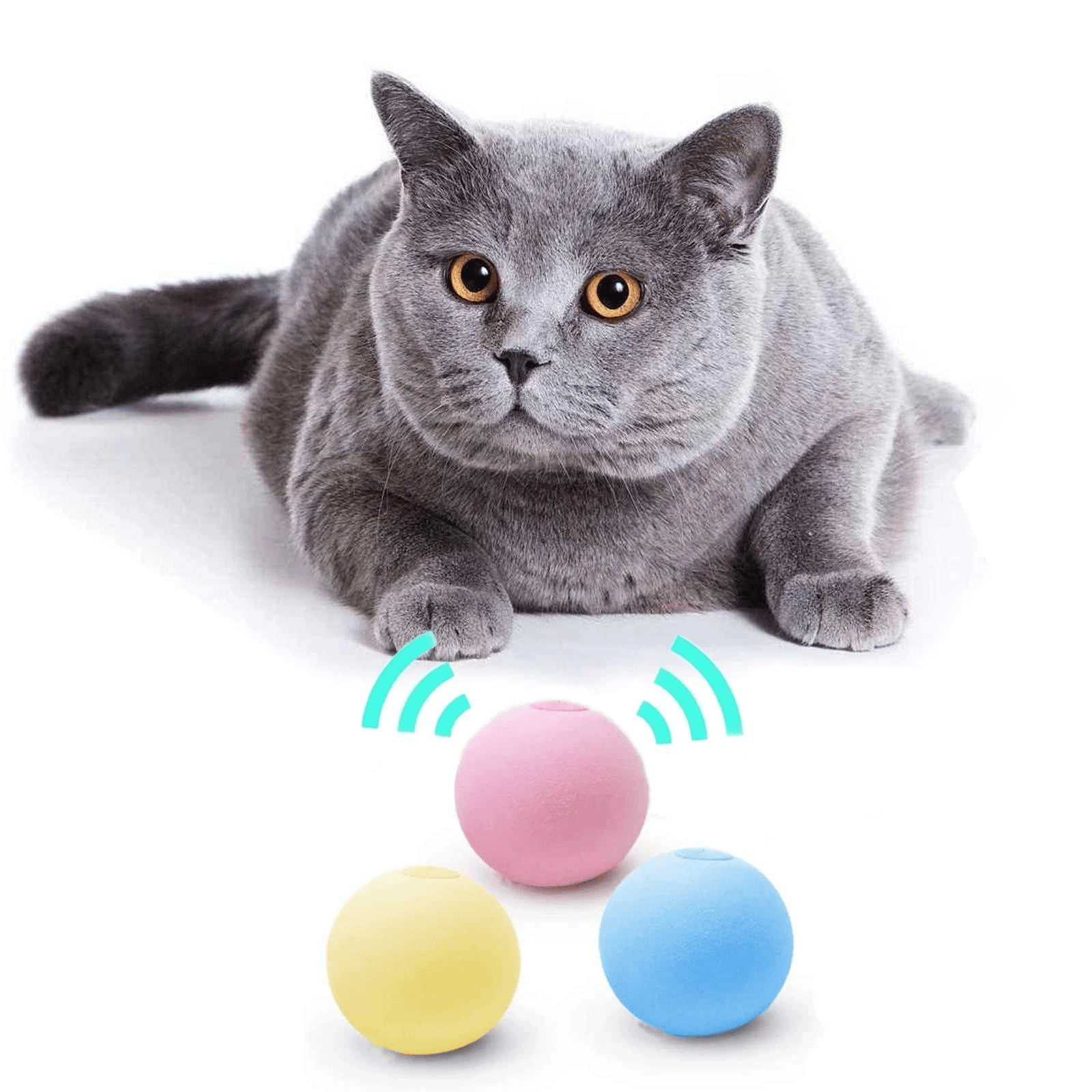 Sesli ve Akıllı Kedi Oyuncak Topu - 50 mm, Hayvan Sesli, Eğlenceli Kedi Oyuncağı