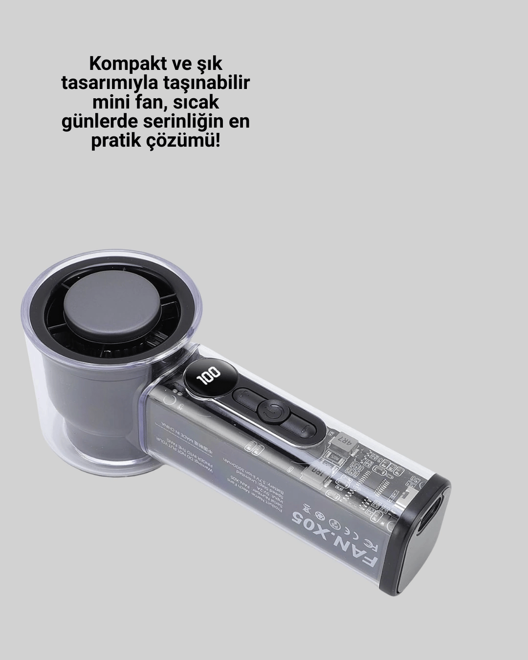 Sessiz Çalışan Taşınabilir Fan | USB Şarjlı ve Kompakt Tasarım