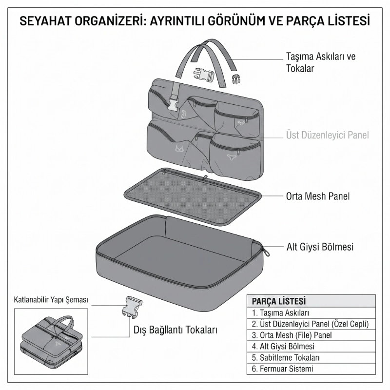 Seyahat Çantası - Yer Küçültücü Organizer  - Çok Bölmeli