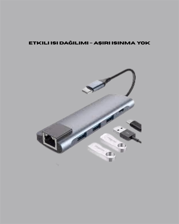 Seyahat Dostu 8‑in‑1 Hub – Şarj & Veri & Video & Ağ için Eksiksiz Çözüm (Kopya)