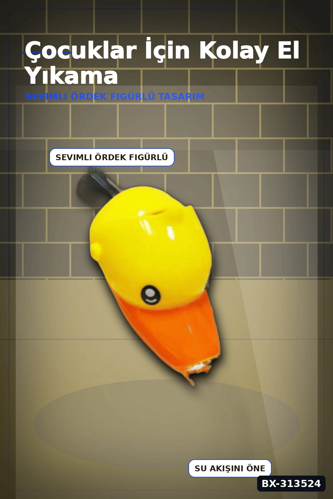 Silikon Ördek Figürlü Musluk Uzatma Aparatı 8 cm Çocuk El Yıkama Yardımcısı BX-313524