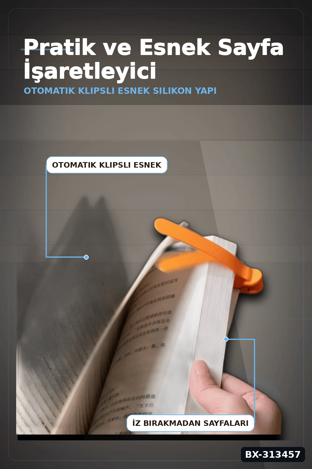Silikon Otomatik Kitap Ayıracı 3 Adet Klips Seti - Akıllı Yer İmi Okuma Aksesuarı BX-313457
