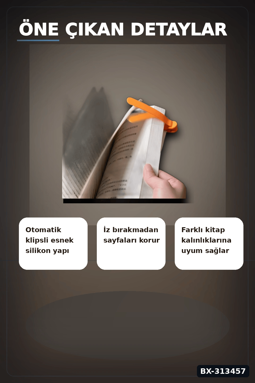 Silikon Otomatik Kitap Ayıracı 3 Adet Klips Seti - Akıllı Yer İmi Okuma Aksesuarı BX-313457