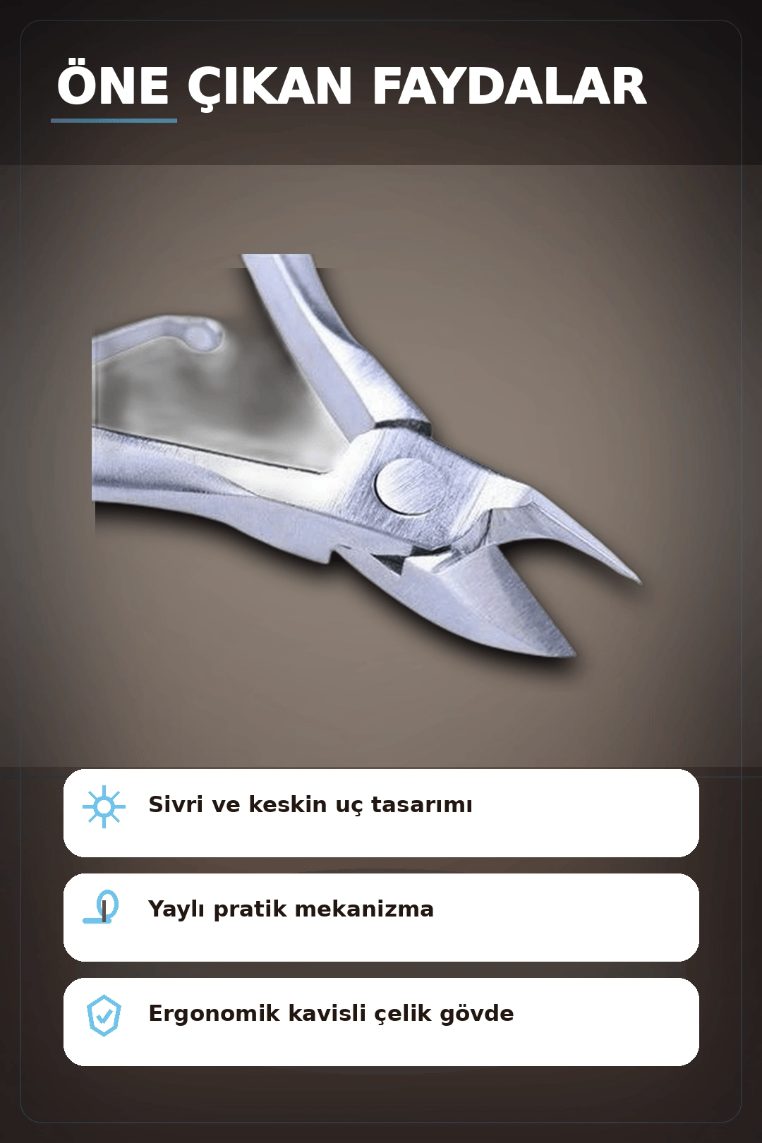Sivri Uçlu 9.5 cm Çelik Tırnak Eti Pens - Manikür Aleti, Kişisel Bakım BX-313431