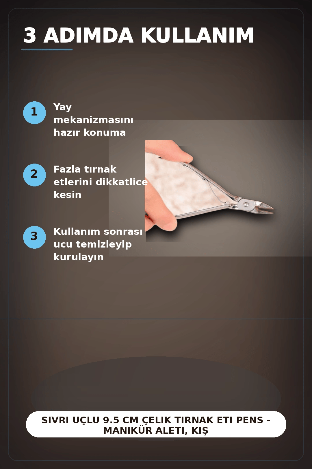 Sivri Uçlu 9.5 cm Çelik Tırnak Eti Pens - Manikür Aleti, Kişisel Bakım BX-313431