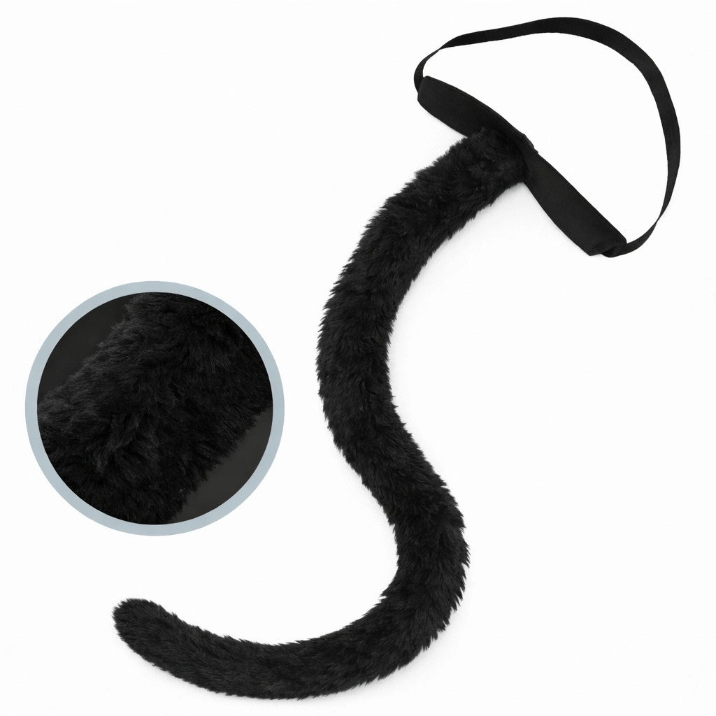 Siyah Peluş Kuyruk Şekil Verilebilir 70 Cm Bx40