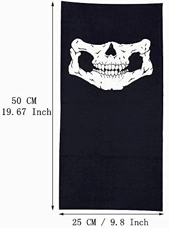 Siyah Renk Dikişsiz Çok Fonksiyonlu Çene Kafatası Yüz Maskesi Baf Buff Bandana Boyunluk Bileklik Bx40