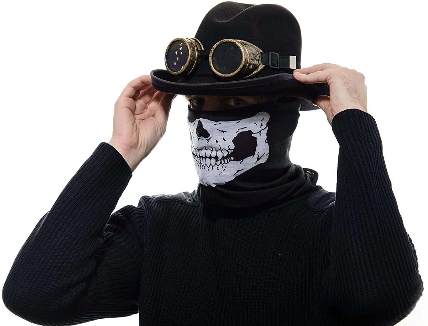 Siyah Renk Dikişsiz Çok Fonksiyonlu Çene Kafatası Yüz Maskesi Baf Buff Bandana Boyunluk Bileklik Bx40