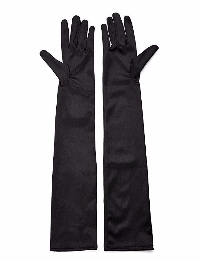 Siyah Renk Dirseğe Kadar Uzun Kumaş Eldiven 40 Cm Bx40