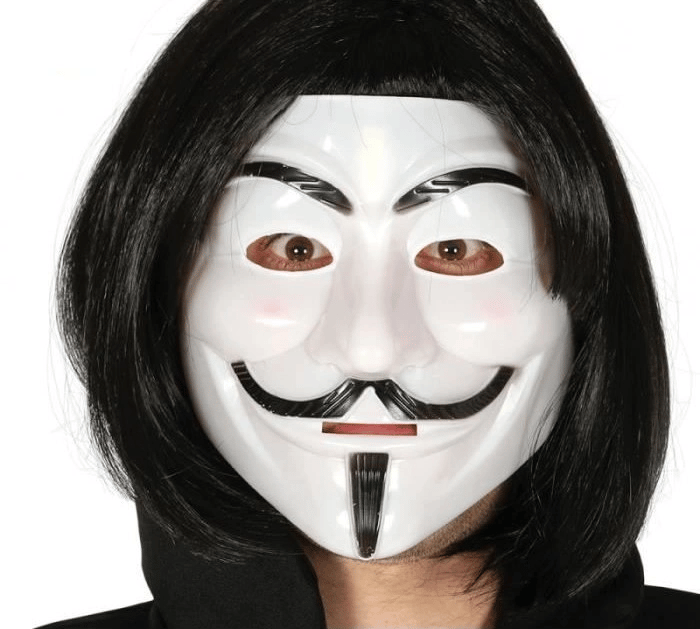 Siyah Renk Takma Kısa Saç Ve V For Vendetta Maskesi Anonymous Maskesi Bx40