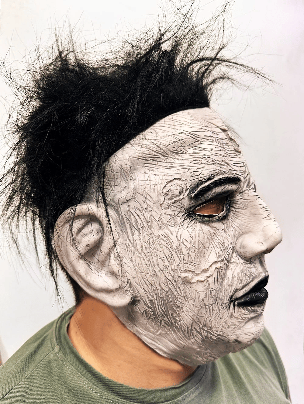 Siyah Saçlı Michael Myers Lateks Yüze Tam Yapışan Et Maske Korku Maskesi Bx40