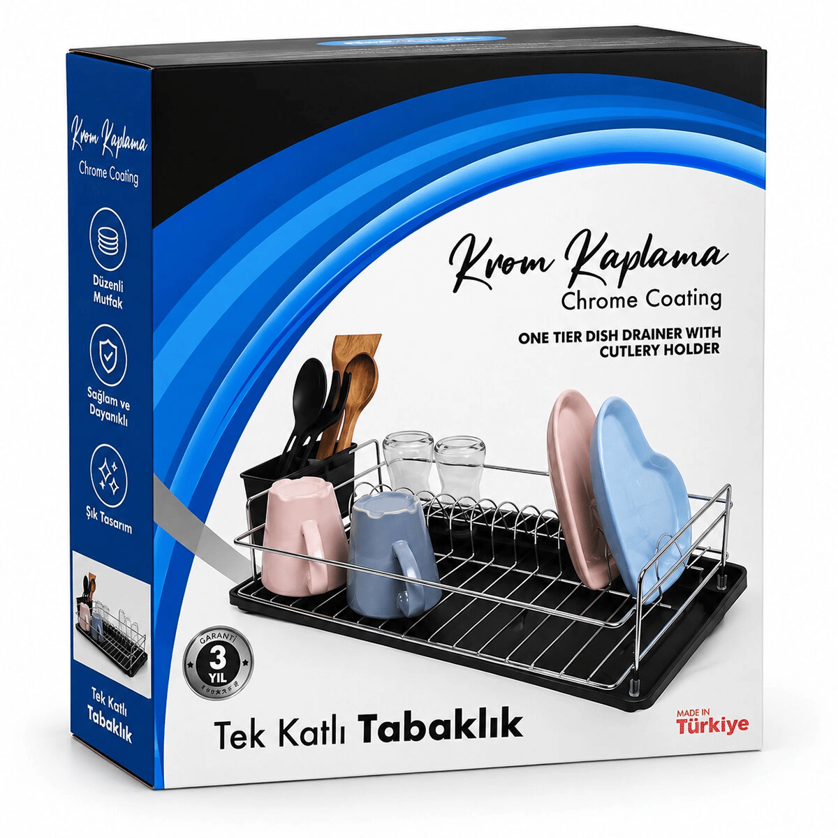 Siyah Tek Katlı Tabaklık - Bulaşıklık Bx40