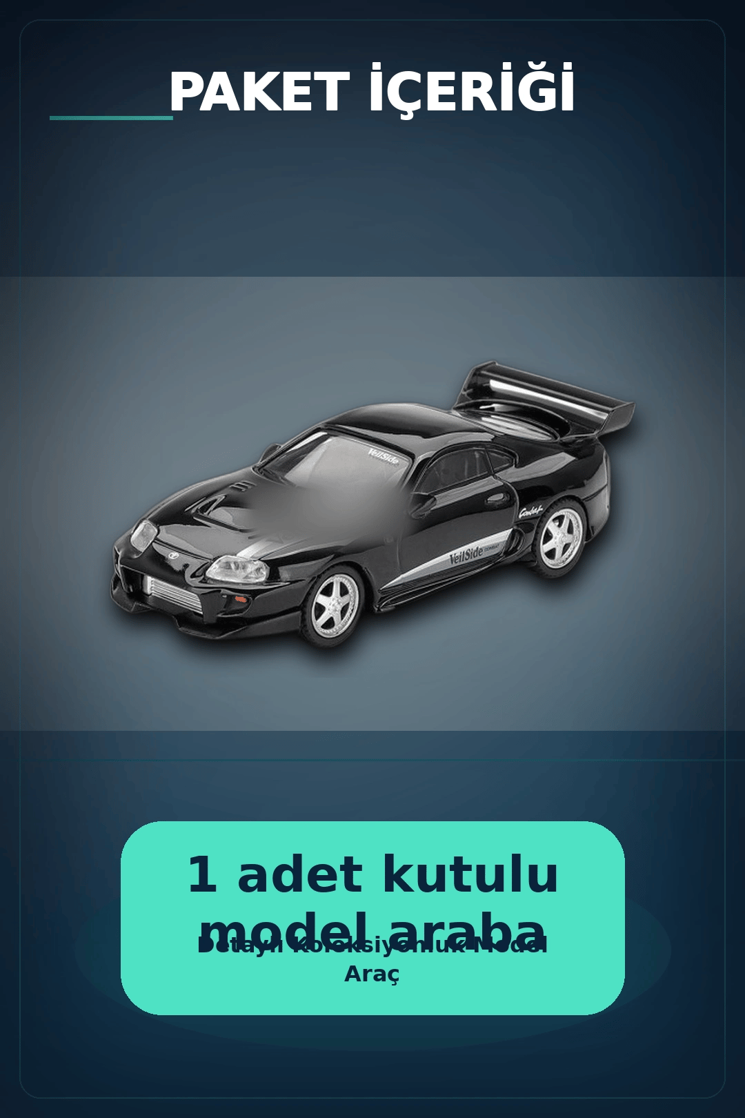 Siyah VeilSide Combat V-II 1/64 Diecast Toyota Supra Model Araba Tekli Koleksiyon BX-313386