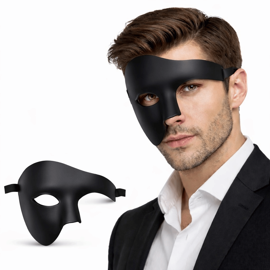 Siyah Yarım Erkek Maske – Phantom Parti &amp; Balo Maskesi Bx40