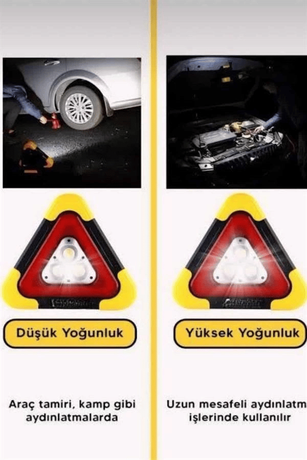 Solar Şarjlı Çok Fonksiyonlu Reflektör Işıklı Ikaz Lambası Acil Durum Reflektörü Acil Durum Uyarı Lambası