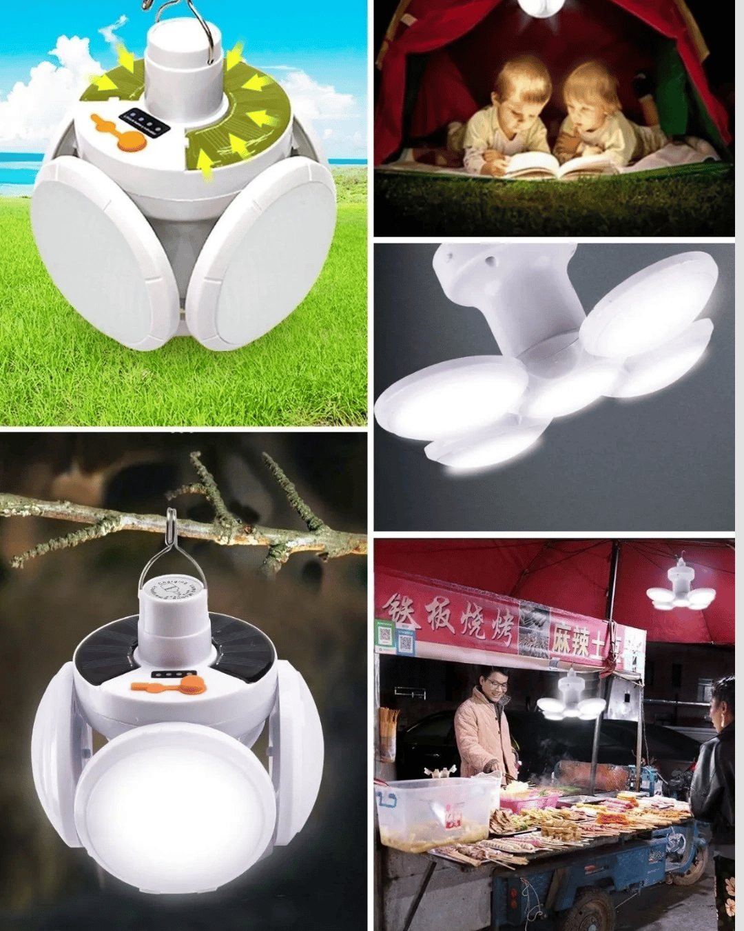 Solar ve USB Şarjlı Su Geçirmez Katlanabilir LED Lamba
