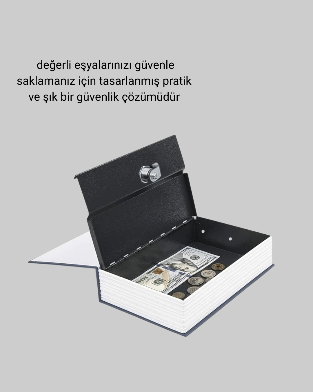 Sözlük Görünümlü Gizli Kitap Kasa – Anahtarlı Metal İç Kasa, Kompakt Boyut, Şık ve Güvenli Tasarım