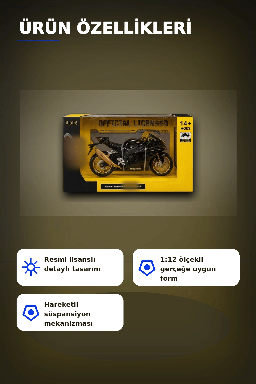 Spor Motosiklet Modeli 1/12 Ölçekli - Honda CBR1000RR R Fireblade Minyatür, Koleksiyonluk BX-313416