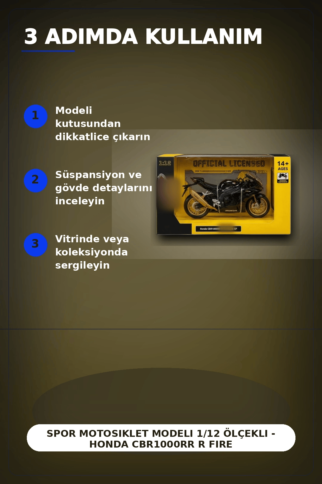 Spor Motosiklet Modeli 1/12 Ölçekli - Honda CBR1000RR R Fireblade Minyatür, Koleksiyonluk BX-313416