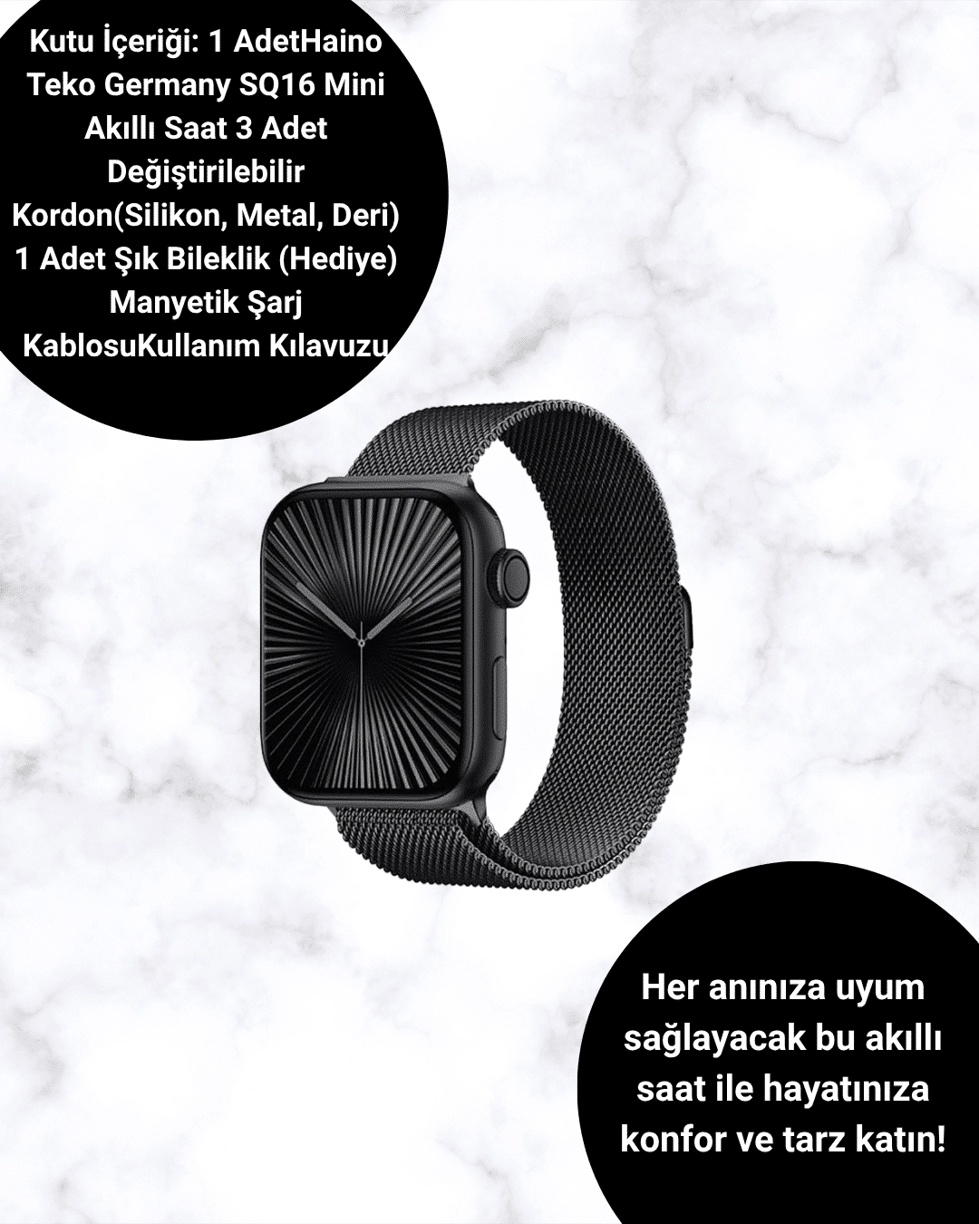 SQ-16 Mini Series 10 Akıllı Saat – 3 Kordon + Hediye Bileklik