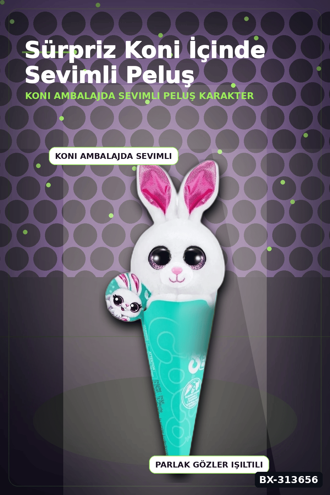 Sürpriz Bebekli Koni Peluş Coco 28 cm - 6 Karakterden Rastgele 1 Adet, 3+ Yaş Hediye BX-313656