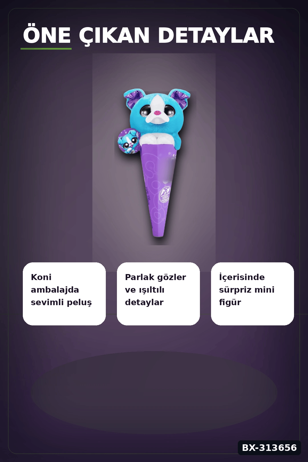 Sürpriz Bebekli Koni Peluş Coco 28 cm - 6 Karakterden Rastgele 1 Adet, 3+ Yaş Hediye BX-313656