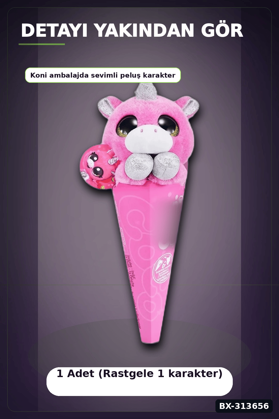 Sürpriz Bebekli Koni Peluş Coco 28 cm - 6 Karakterden Rastgele 1 Adet, 3+ Yaş Hediye BX-313656