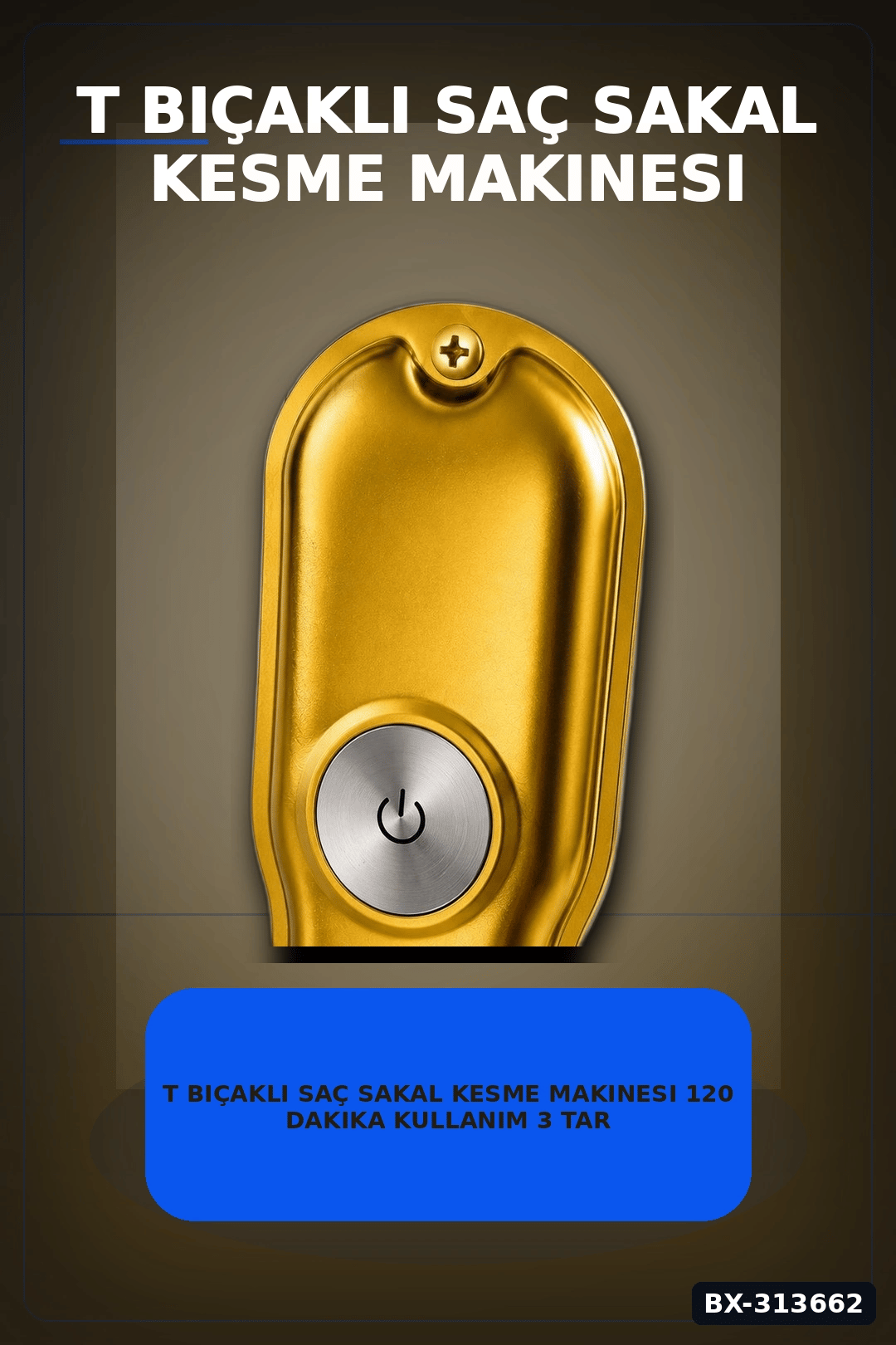 T Bıçaklı Saç Sakal Kesme Makinesi 120 Dakika Kullanım 3 Tarak USB Şarjlı Profesyonel BX-313662