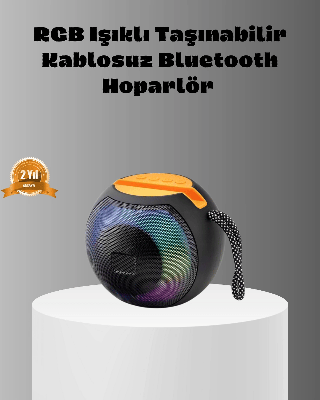 Taşınabilir Bluetooth Hoparlör – RGB Işıklı, Güçlü Bas ve 8 Saat Pil Ömrü
