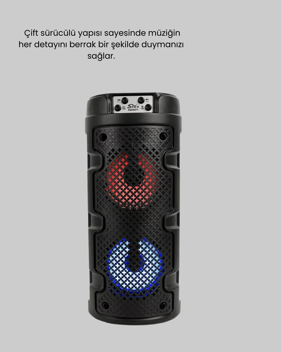 Taşınabilir Bluetooth Hoparlör Çift Sürücü Güçlü Bas HD Ses Çoklu Bağlantı