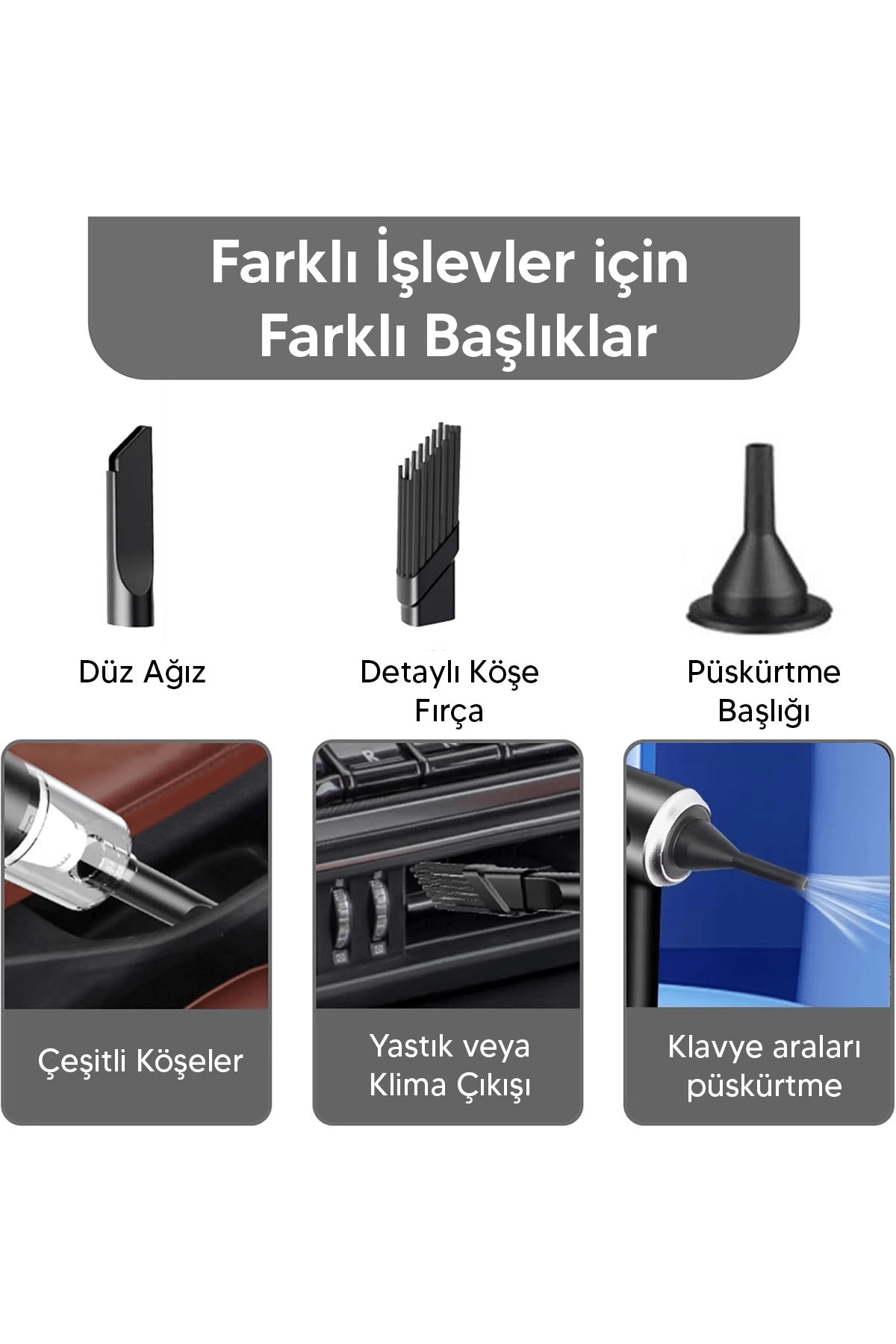 Taşınabilir Kablosuz Elektrikli El Süpürgesi- Ev, Ofis, Araba ,Klavye Temizliği İçin İdeal