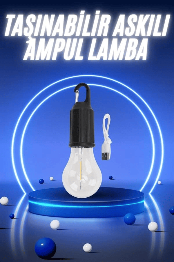Taşınabilir Şarjlı Led Ampul Askılı Lamba Kamp Bahçe Lambası