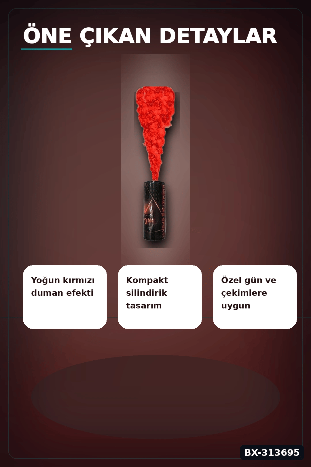 Tek Kullanımlık 35 Saniye Kırmızı Duman Bombası 1 Adet Parti Fotoğraf Aksesuarı BX-313695