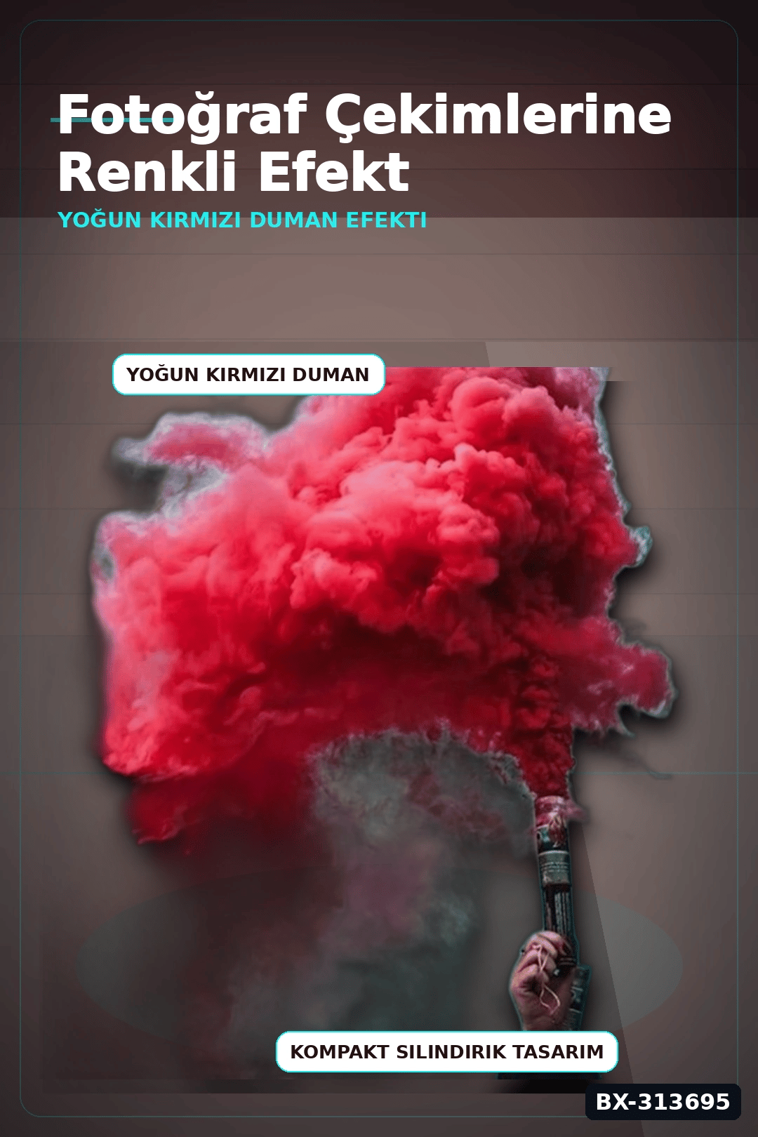 Tek Kullanımlık 35 Saniye Kırmızı Duman Bombası 1 Adet Parti Fotoğraf Aksesuarı BX-313695