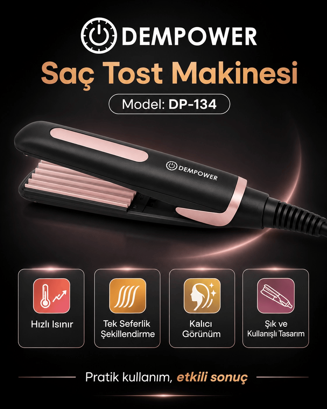 Tek Seferlik Şekillendirme İçin Saç Tost Makinesi ve Kalıcı Görünüm Veren Saç Şekillendirici