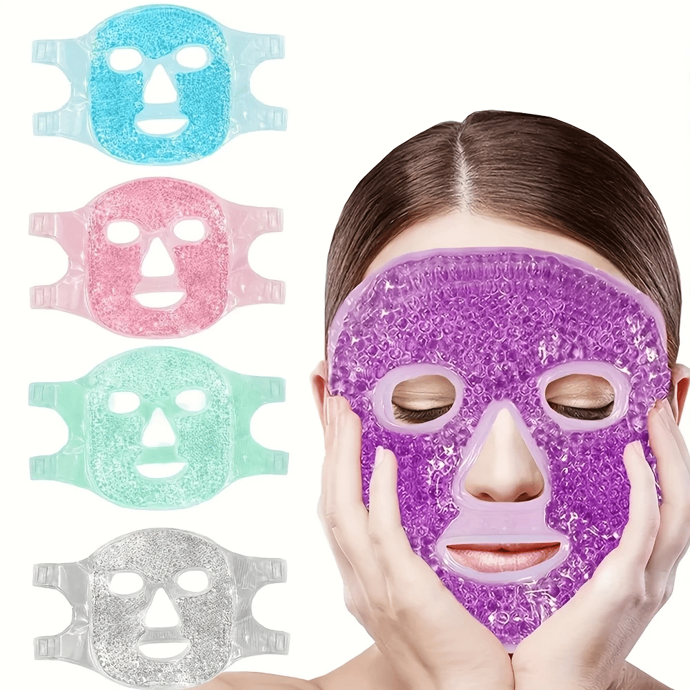 Terapi Jel Yüz Maskesi Soğuk Ve Sıcak Boncuklu Ayarlanabilir Maske (Mor)