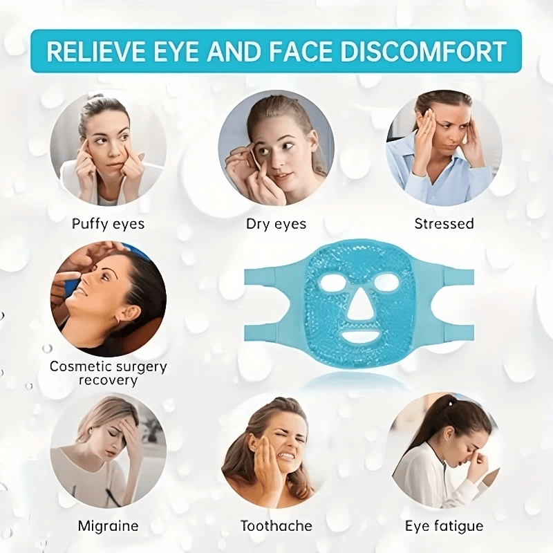 Terapi Jel Yüz Maskesi Soğuk Ve Sıcak Boncuklu Ayarlanabilir Maske (Mavi)