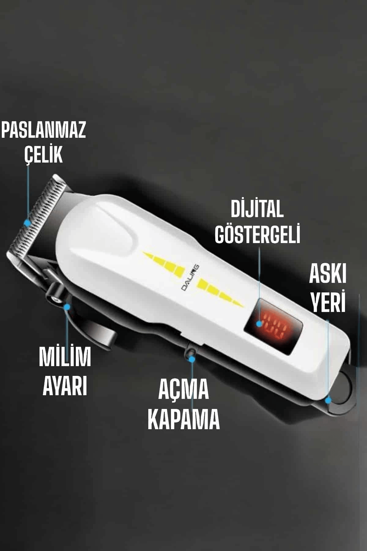 Tıraş Makinesi Uzun Ömürlü Batarya, Keskin Bıçaklar ve Profesyonel