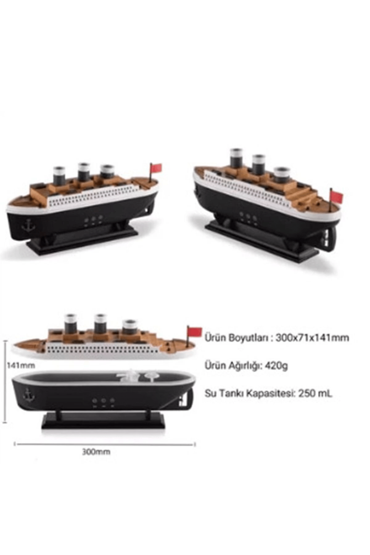 Titanic Gemi Hava Nemlendirici Fonksiyonlu Buhar Makinesi Kumandalı