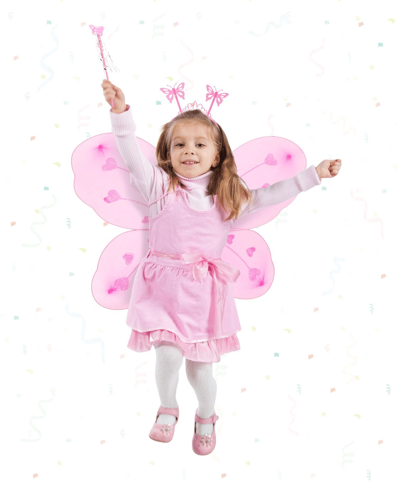 Toz Pembe Renk Kelebek Kanadı Tacı Ve Sopası 50x37 Cm Bx40
