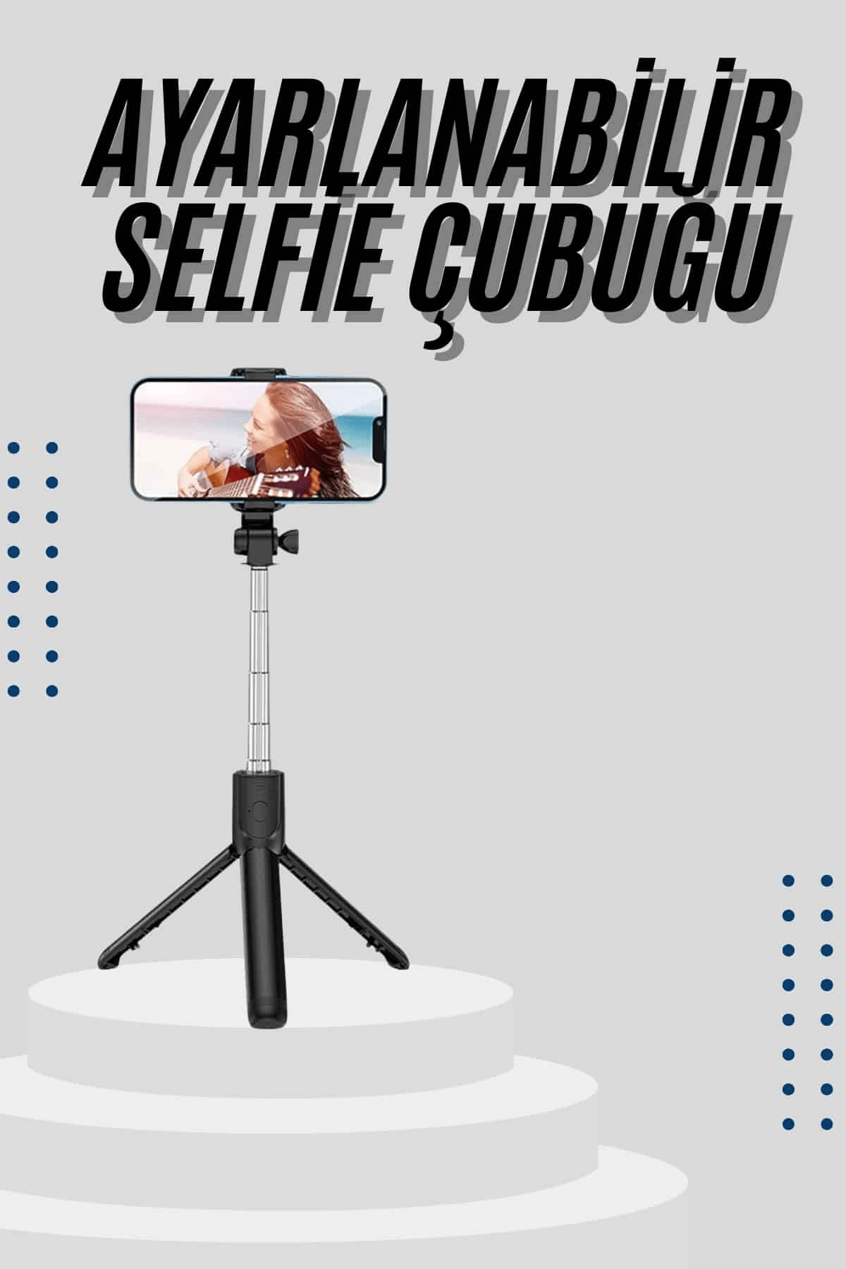 Tripod Selfie Çubuğu Bluetooth Kumandalı Kablosuz Led Işıklı