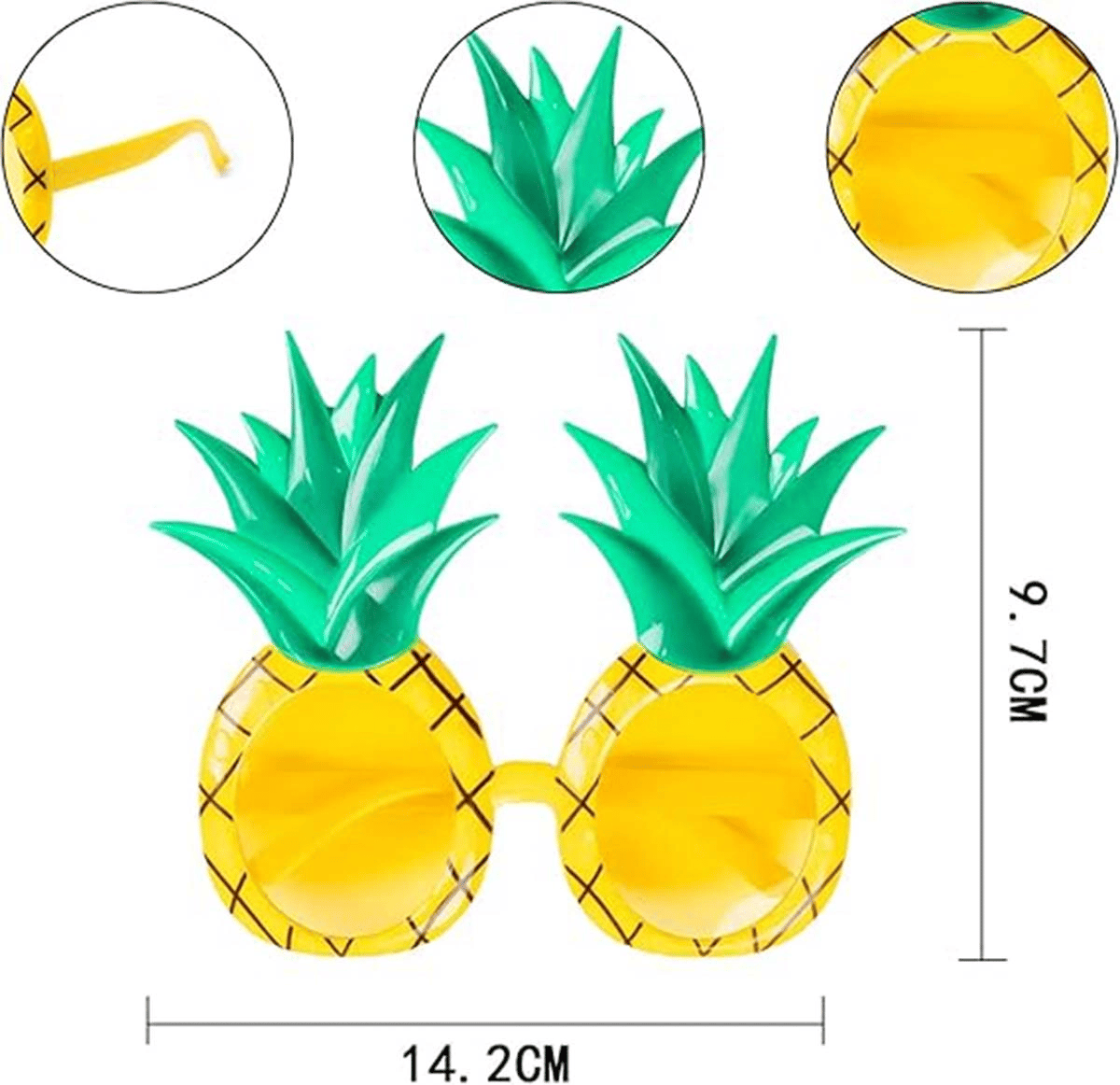 Tropikal Hawaii Ananas Şekilli Parti Gözlüğü 9.5 X 14 Cm Bx40
