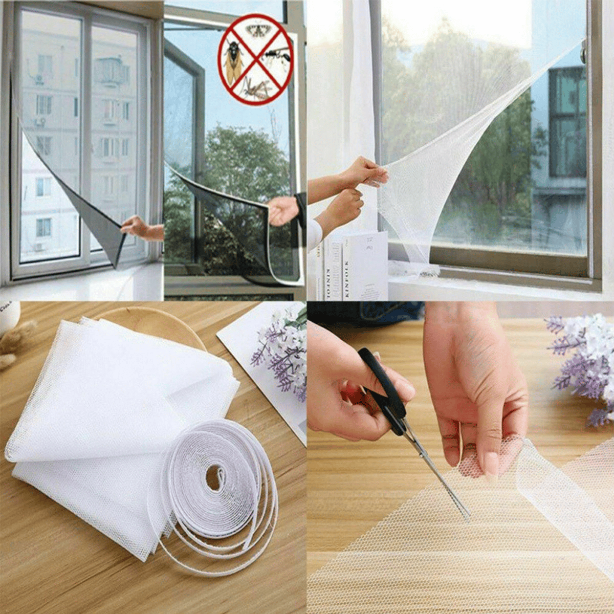 Tüm Cam Pencere Kapılara Uyumlu Çift Kanat Pencere Sinekliği Bx40