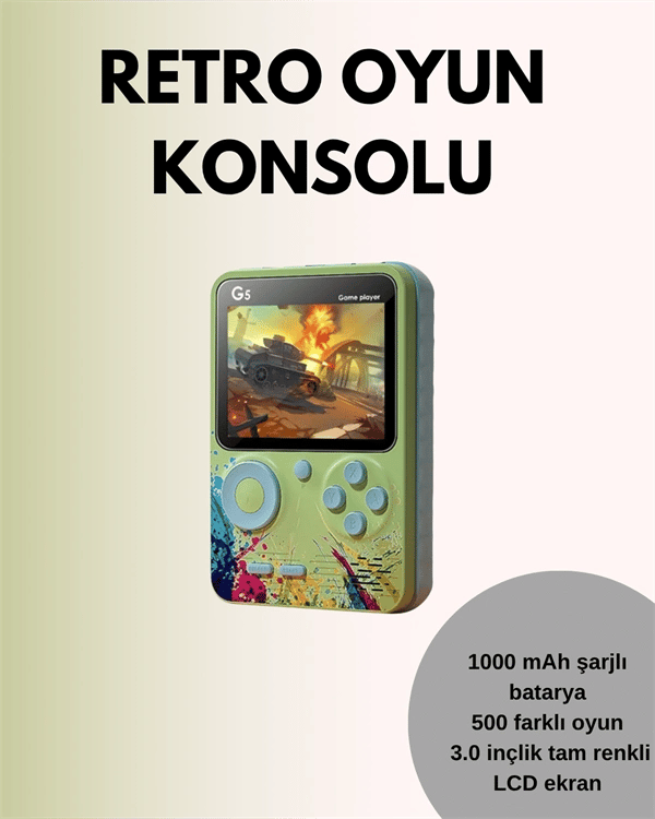 TV Bağlantılı 500 Oyunlu Mini Gameboy Konsol