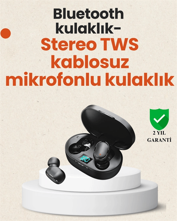 TWS Bluetooth Kulaklık Kulak İçi Kablosuz Dijital Göstergeli Çağrı Cevaplayabilen