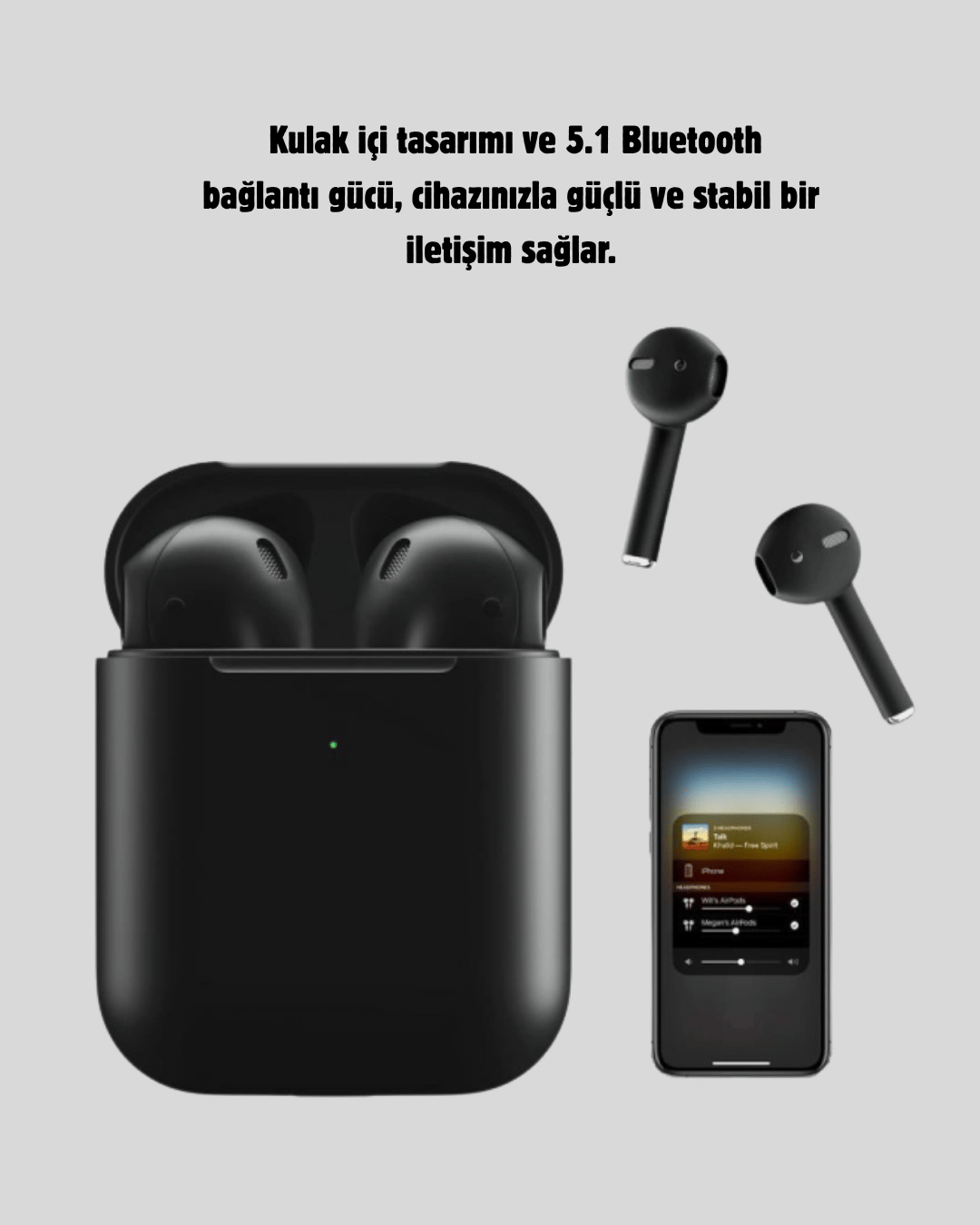 Tws Pro 5 3D HD Ses Bluetooth Kulaklık – Kablosuz, Ergonomik, Şarj Kutulu, Gürültü Engelleme